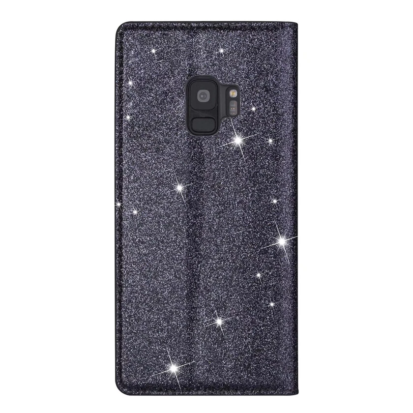 Glitter Wallet Case Magnetic Flip Cover for Samsung Galaxy S10e/S9+/S8+/S7 Edge - Image 4 of 4