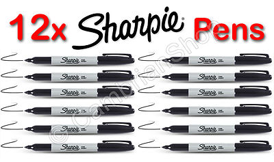 12 Original Original Sharpie Feine Spitze Schwarz Permanent Wasserdicht Marker Stifte