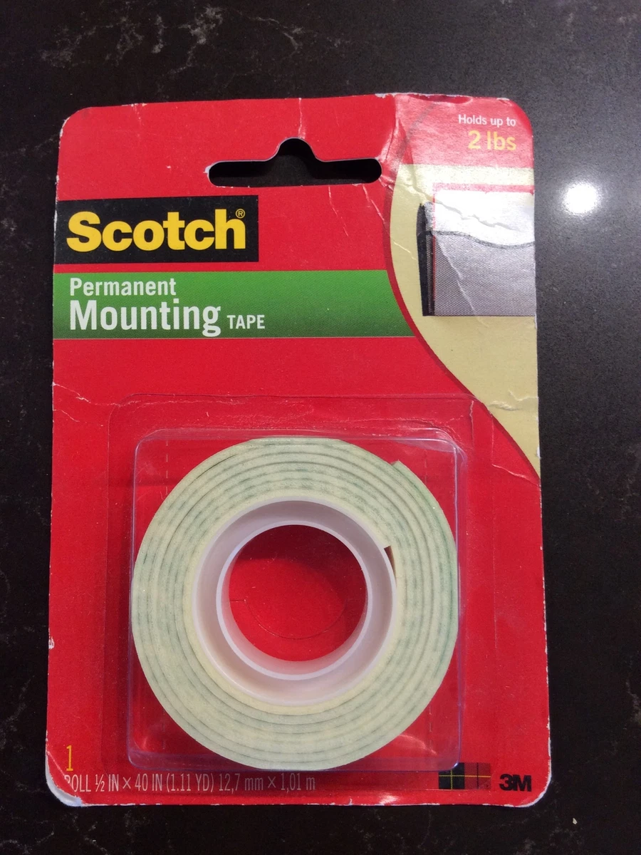 Scotch Permanent Mounting Tape 1 2 Inch x 40 Inches White .5 x