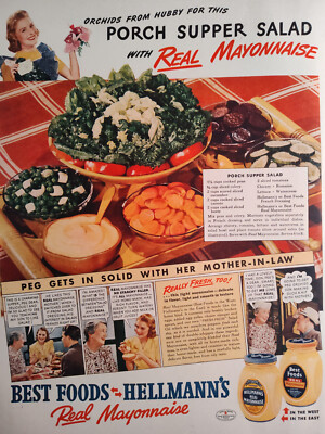 1940 LIFE Ad Advertisement HELLMANN's Real Mayonaise plus Front Cover