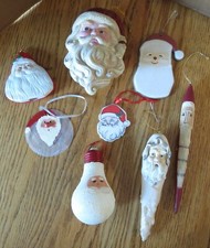 Vintage Santa Claus Head Ornaments Lot of 8 Various Styles and Shapes