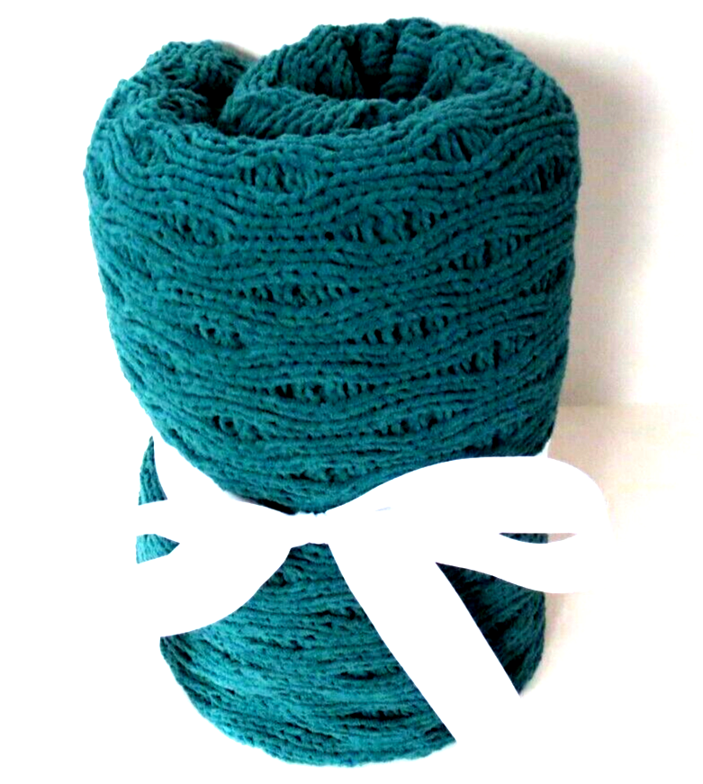 NEW Threshold Chenille Cable Knit Throw Blanket Soft Teal 50 x 60