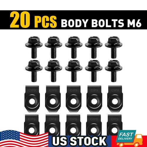 For Toyota Body Bolts & U-nut Clips- M6-1.0 x 20mm Long- 10mm Hex- 20pcs #150