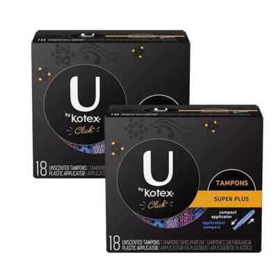 U by Kotex Click Compact Tampons,Unscented, 36 Count