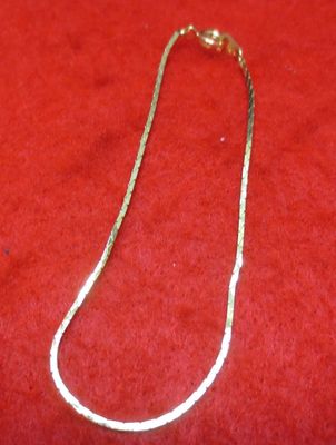 WHOLESALE LOT 12 OF 14KT GOLD PLAT 7 INCH 1MM  DIAMOND CUT COBRA CHAIN BRACELETS