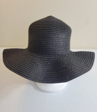 Floppy Summer Beach Straw Sun Hat Women's Black Packable Wide Brim One Size