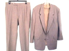 MEN'S SZ 44L 34W Cullen & Sons Plaid Checks 2 PC SUIT Jacket Pants GATSBY Khaki