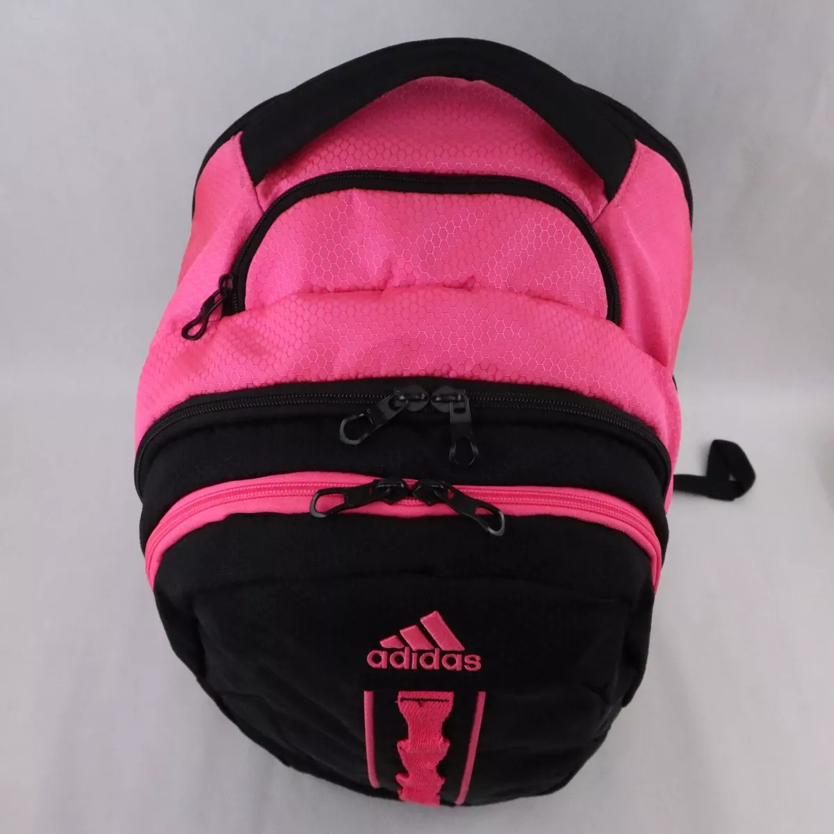 Adidas Load Spring Backpack Laptop Tablet Sleeve Pockets Black Pink Side  Pockets