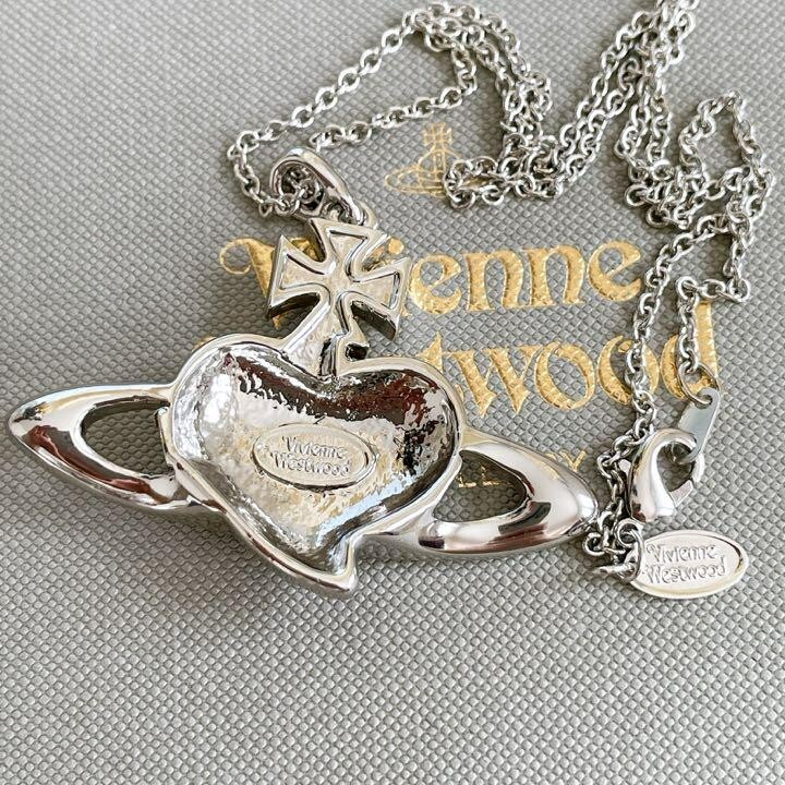 ヴィヴィアン　ディアマンテネックレス　ラージサイズ　レッド Vivienne Westwood Diamante Heart Orb Large Necklace Silver