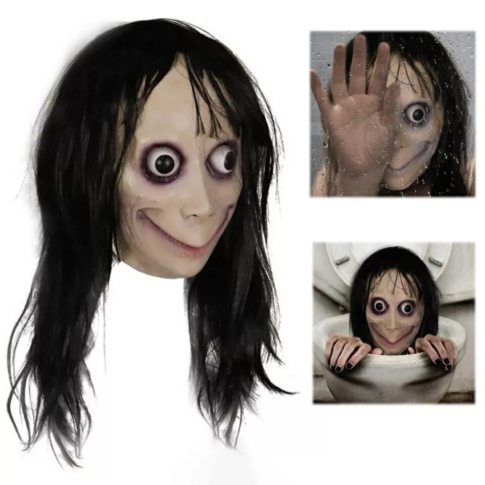 Máscara Momo Halloween Disfraz Horror Cosplay Screamer Carnaval Con Cabello