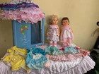 Vintage 1963 Mattel 2 Mute Tiny Chatty Baby Doll With Blue Case & Clothes