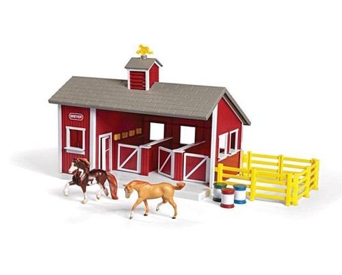 Breyer 1:32 Stablemates Red Stable Set with Two Horses 59197