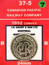 37-5 BOUTONS UNIFORMES CHEMIN DE FER CANADIEN PACIFIQUE JR GAUNT & SON LTD. 24 mm