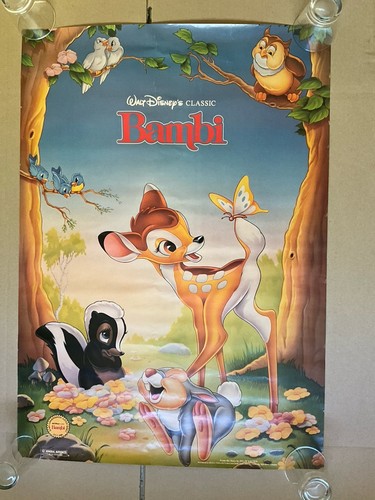VTG.WALT DISNEY’S CLASSIC BAMBI MOVIE POSTER 1988 ~ORIGINAL 31’’X22’’ - Picture 1 of 5