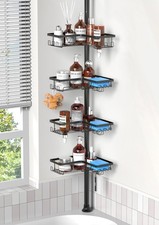 ZUNTO Shower Caddy Corner for Bathroom, Tension Pole, Adjustable 25in-114in Floo