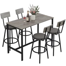 5-Piece Dining Table Set, Bar Table Set for 4, Kitchen Table and Chairs, Coun...