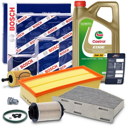 BOSCH-FILTER INSPEKTIONSPAKET+5L CASTROL 5W-30 LL FÜR AUDI A3 8P 1.9 2.0 TDI