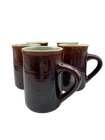 Vintage Red Wing USA Pottery Mugs Set of 5 Brown Ribbed Green Interior Coffee