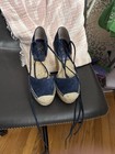 Vince Women's Suede  Toe Espadrille Wedge Heel Sandals  Navy Size 7 1/2 Airlia — photo 1