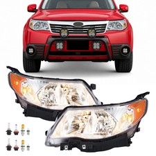 Halogen Headlight For 2009-2013 Subaru Forester Bulbs Included Chrome Amber Halogen Headlight For 2009-2013 Subaru Forester Bulbs Included Chrome Amber