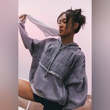 NWOT Free People FP Movement Pick It Up Pullover Pleated Ruched Hoodie Sz S