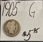 1905 Barber Silver Dime (G) Good Condition! ENN Coins