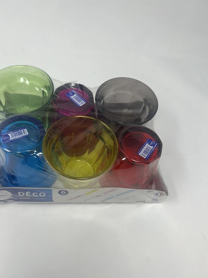 Duralex Picardía Deco Pastel Juego de 6 Vasos Vasos Barware 8oz Francia Nuevo Foto 2 de 4