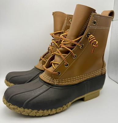 LL Bean Boots 8 Inch Women's Tan Brown Leather Duck Boots Size 6M 