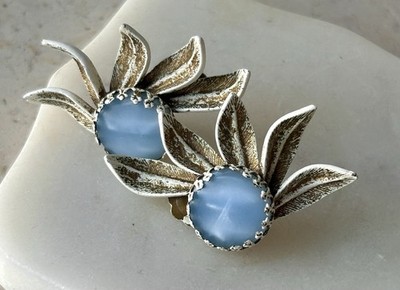 Vintage Bijou Moonglow Thermoset Lucite Clip Earrings 