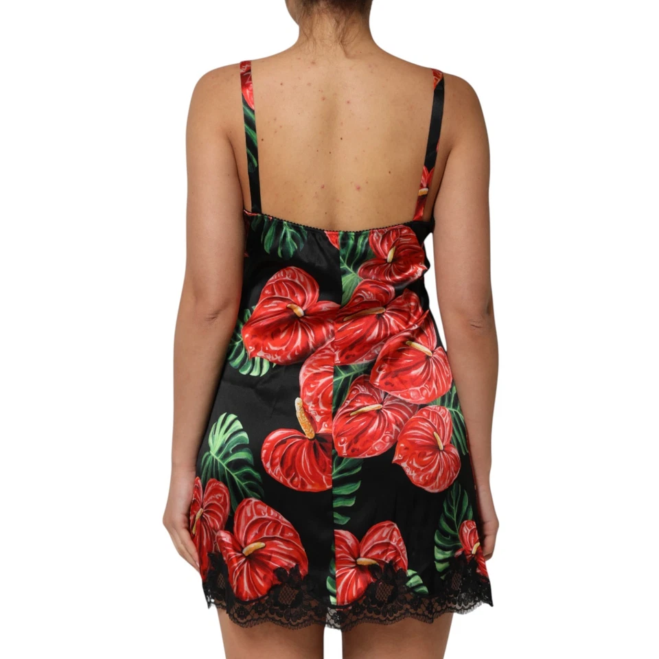 Vestido DOLCE & GABBANA Negro Floral Encaje Ribete Chemise Lencería IT4/US L 870usd Foto 3 de 4