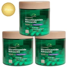 3x NAD+ Supplement for Anti-Aging Energy Focus Nicotinamide Riboside Resveratrol