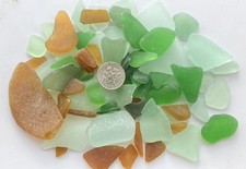 LOT OF 70 GENUINE SEA GLASS PIECES AMBER SEAFOAM GREEN FROM PUERTO RICO JQ CQ
