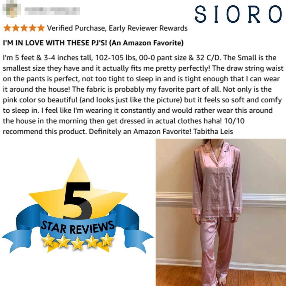 Conjunto de pijama feminino SIORO seda cetim manga longa roupa de dormir conjunto PJ roupa de dormir roupa de dormir - Imagem 3 de 4