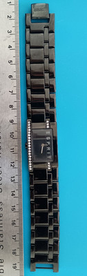 Black anodized Stainless Steel ESPRIT Watch Women Stones NEW Battery 9/19/25