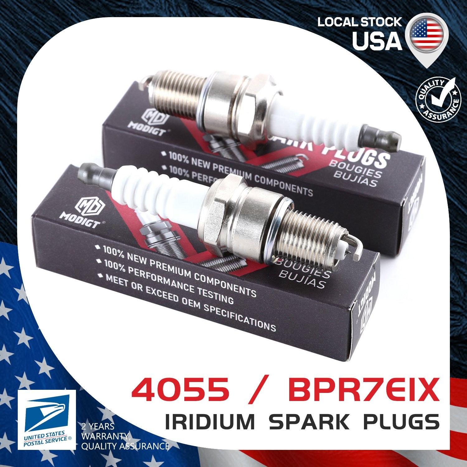2Pcs For NGK 4055 BPR7EIX Iridium IX Spark Plugs For Honda Polaris Yamaha Cobra
