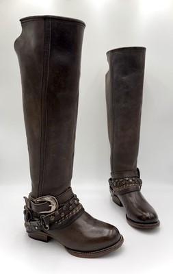 Freebird By Steven REDONDO Black Tall Leather Harness Boots    Sz 7 / Rare EUC
