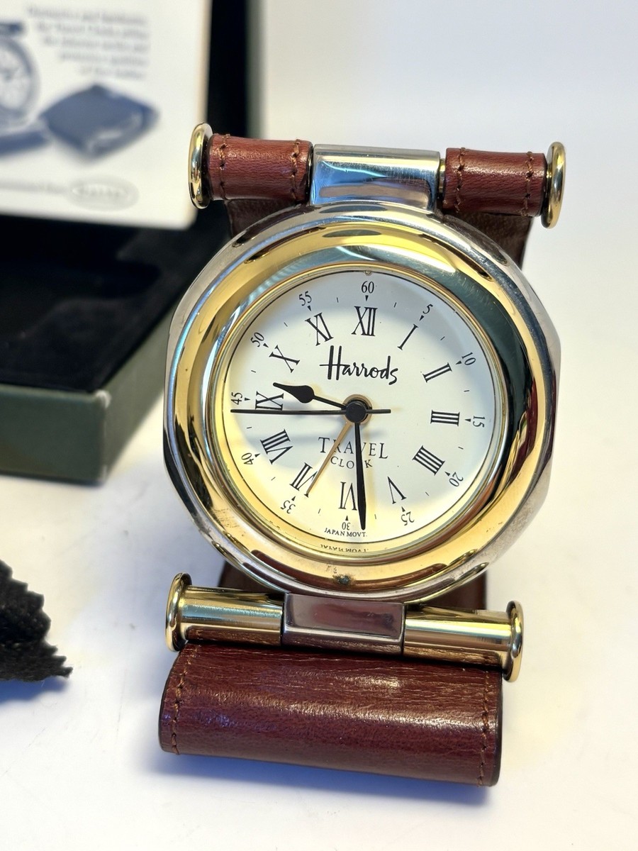 Harrodsトラベルコレクションfor men Harrods Dalvey Scotland Travel Clock in Leather Case 2003 New In