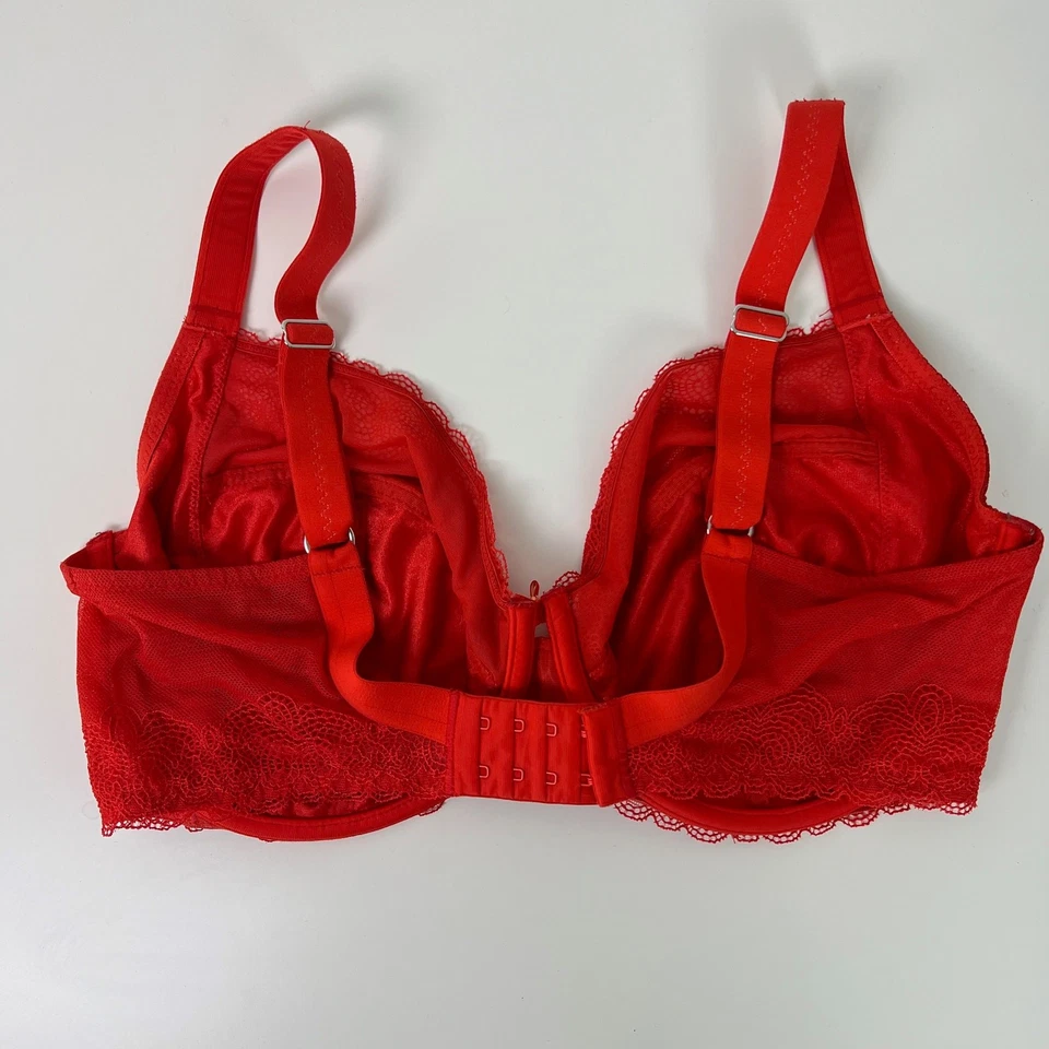 Sujetador con aros Chantelle 36G llama naranja Le Marais encaje elevación seductora Demi Foto 4 de 4