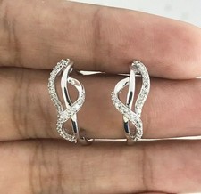 2Ct Round Cut White Huggie Women's Hoop Earring Moissanite 14K White Gold Plated