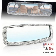 Bling Rhinestone Rearview Mirror, Car Interior Clip-on Rear View 1 PC Silver