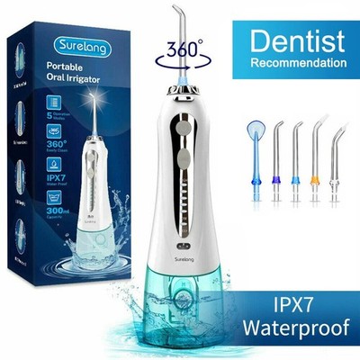 Waterpik Cordless Dental Water Flosser Oral Irrigator Teeth Cleaner 5 Jet Tips
