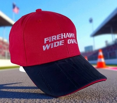 FireHawk Wide Oval Firestone Red White Race Rubber F1 Tires Strapback Hat Cap