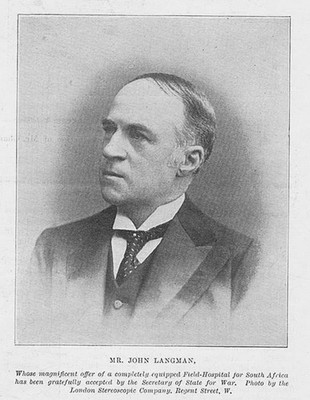 JOHN LANGMAN spendete ein Feldlazarett für den Burenkrieg - antiker Druck 1900