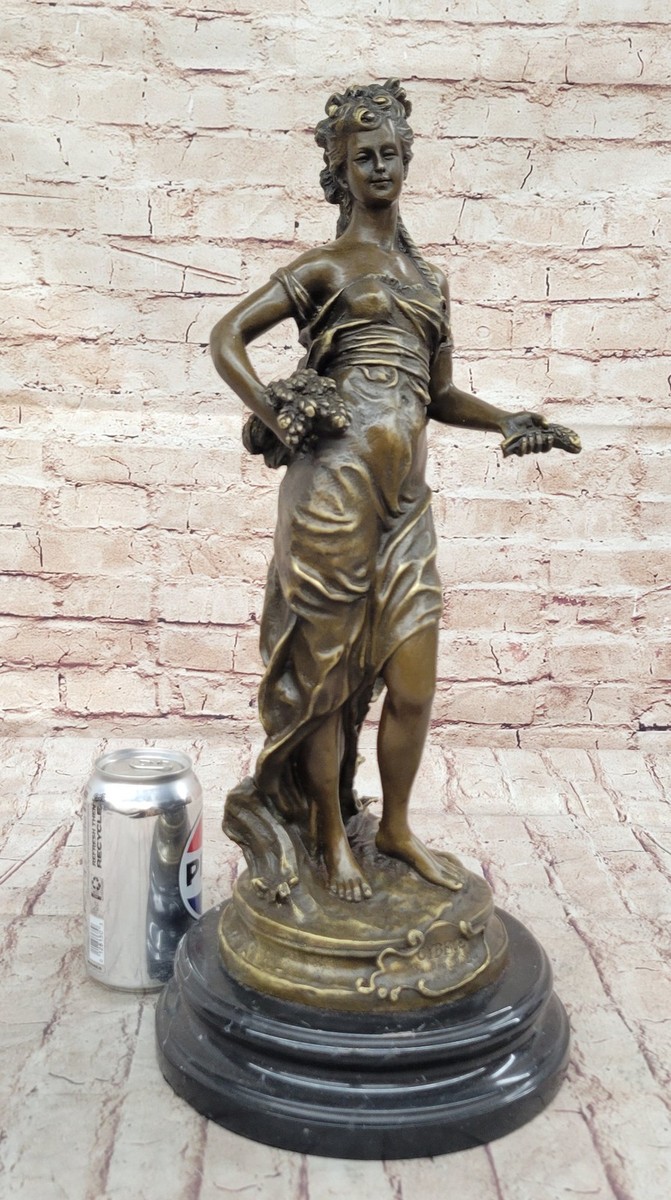 Museum Quality Harvest Girl Statue Bronze Sculpture by Moreau