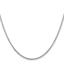 Sterling Silver 2.25mm Flat Rope Chain Necklace 24" 5.76gm