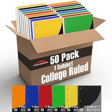 Bulk Notebooks 50 Pack - One Subject Notebooks College Ruled Bulk Notebooks f...