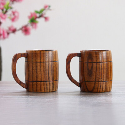 Retro 2PCS Handcrafted Wooden 300mL Milk Beer Mug Tea European Style Drink  Cup | eBay