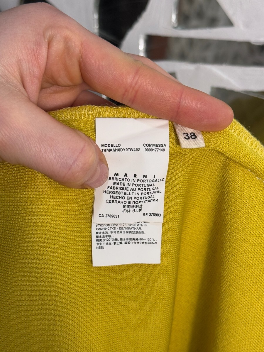 ジュン MARNI Cardigan Blouse Wool Blend 34 sleeve with Ruffles Yellow