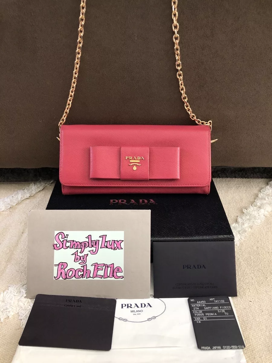 Prada Wallet on Chain, Red Saffiano Leather with Gold Hardware