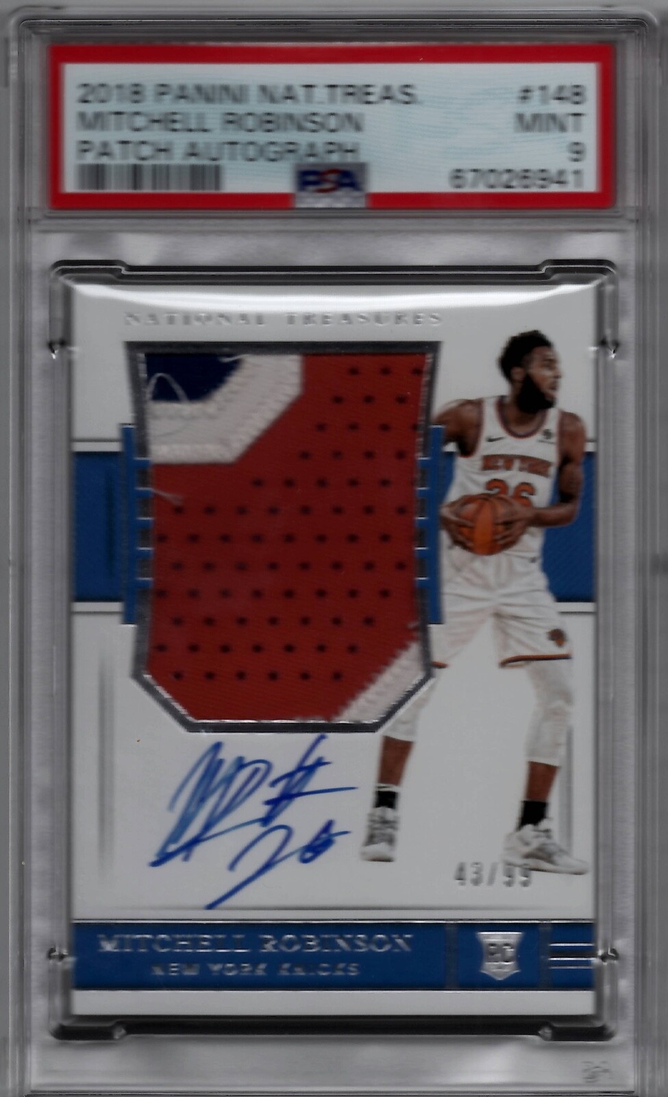 2018 National Treasures /99 Auto Mitchell Robinson Rookie RPA 148 Knicks PSA 9